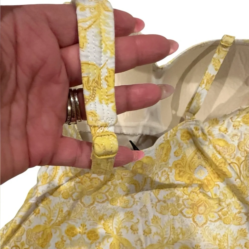 NipTuck Swimwear Gold Yellow White Floral One Piece Joanne Swimsuit US 12